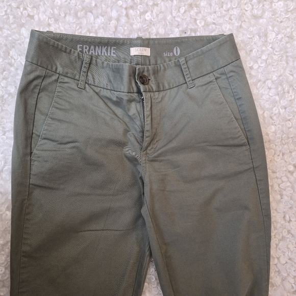 J.CREW Frankie Stretch Chino Pants Size 0 Olive Green Slim - Picture 7 of 14